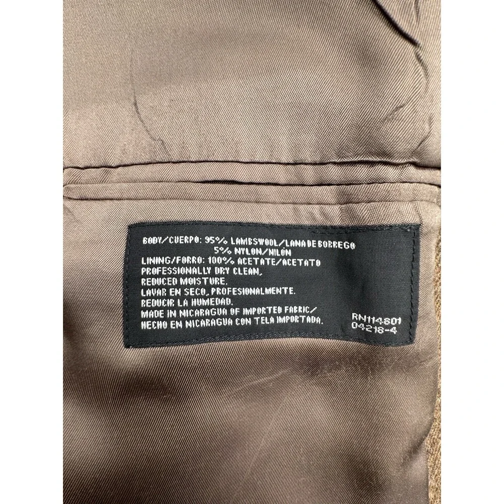 Stafford Jacket Blazer Mens Size 46L Brown Lambswool‎ Blend Elbow Patches